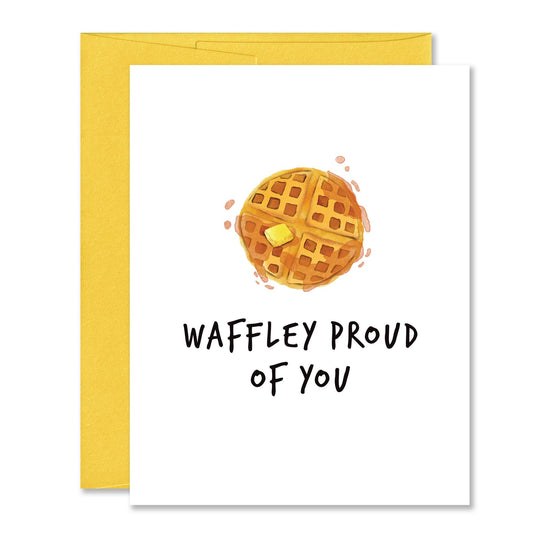 Cute Pun Congratulations Greeting Card, Waffley Proud