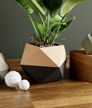 ICO Planter: White & Green, 4 Inches