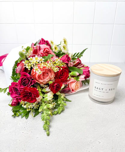 Valentines Bouquet & Candle | Gift