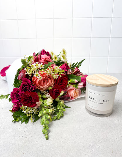 Valentines Bouquet & Candle | Gift