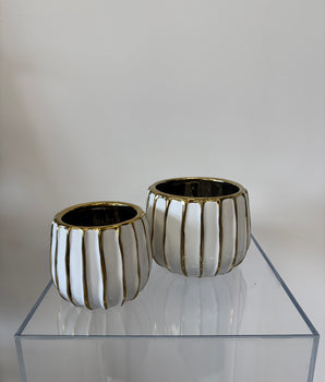 White and Gold Ceramic Pot