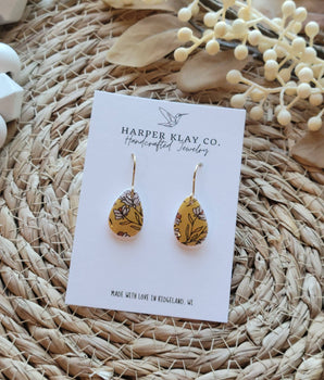 The Mustard Yellow Teardrop Set Earrings