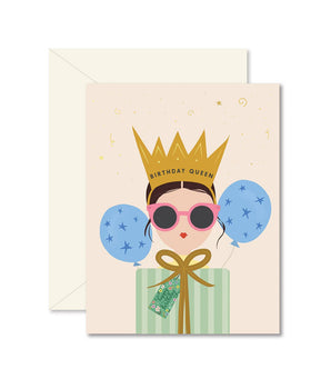 Birthday Queen Brunette Greeting Card