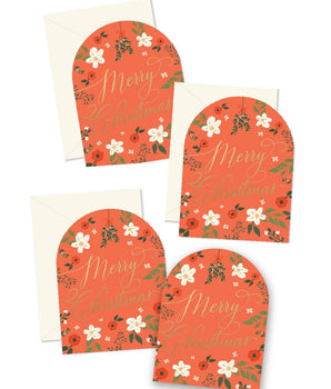 Red Christmas Floral Arch Greeting Card Boxed Set